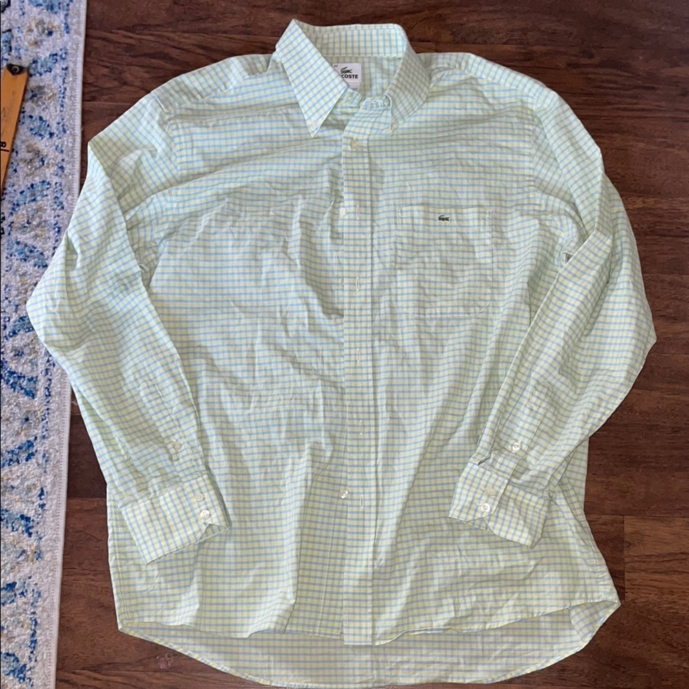 Lacoste Green Checkered Casual Button Down Shirt